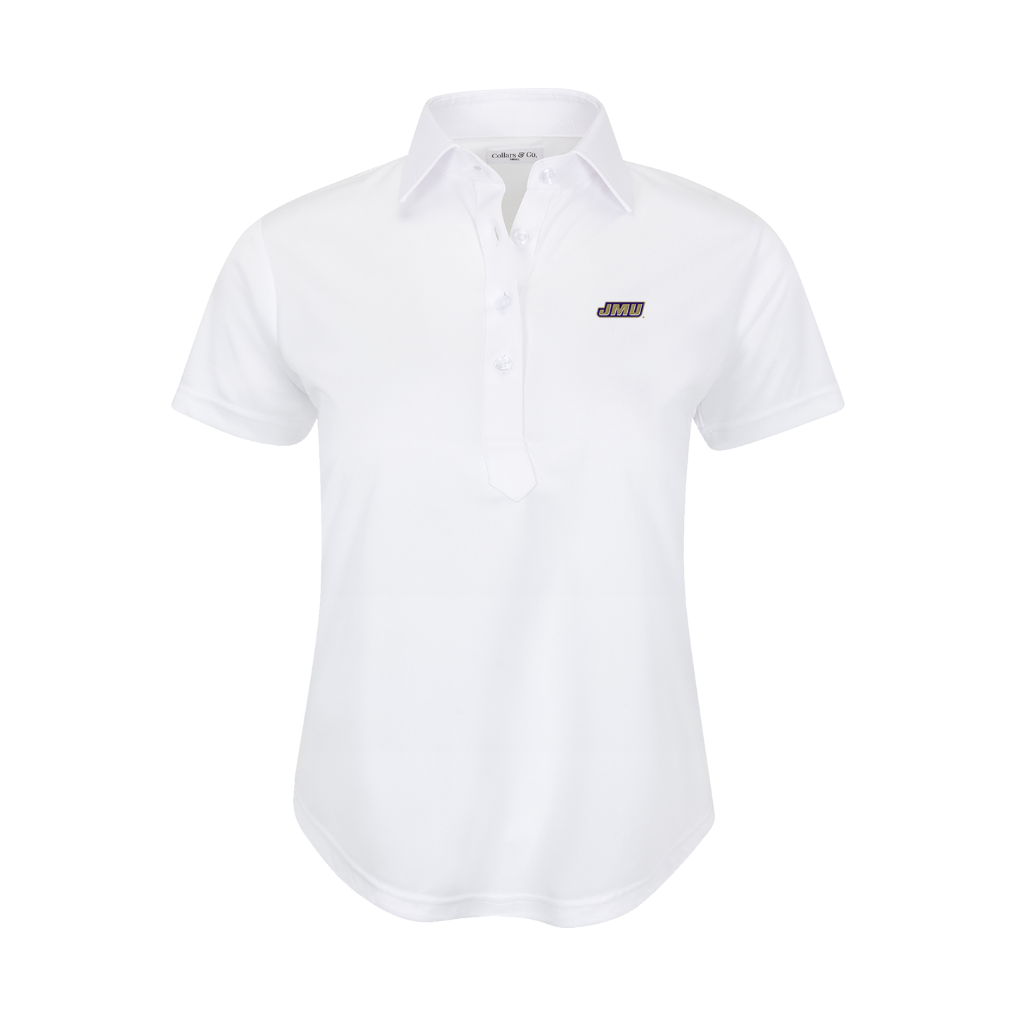 James Madison Women's Cap Sleeve Semi Spread Polo White