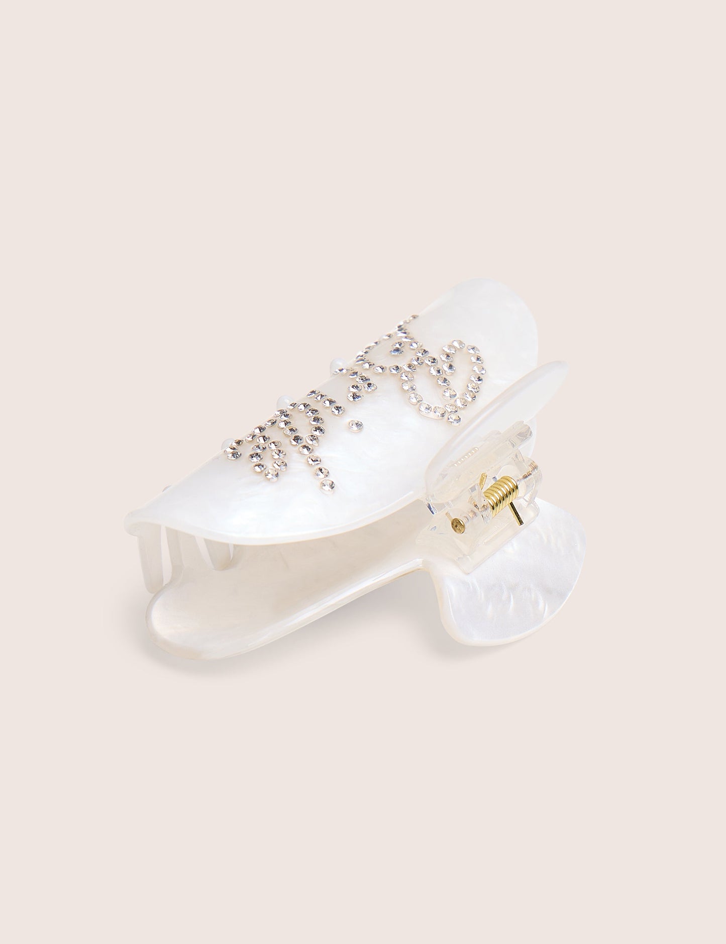 Bride Embellished Hair Claw Clip Pearl White