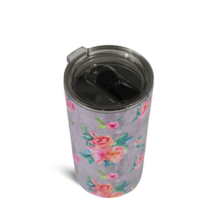 12oz Stainless Steel Mini Tumbler with Metal Base - Grey Floral