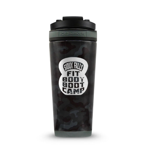 CUSTOM Sioux Falls Fit Body Boot Camp Kettlebell 26oz Ice Shaker - Black Camo