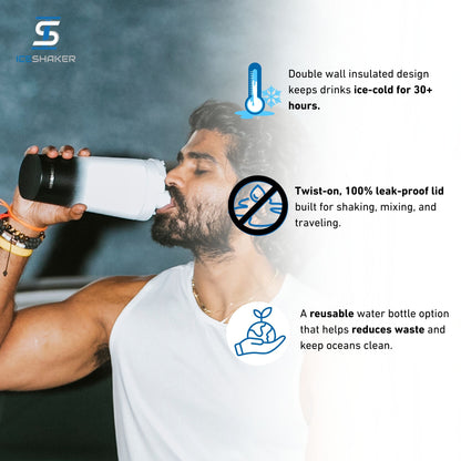 Ice Shaker Ombre Series 26oz Shaker Bottle - Black White Ombre
