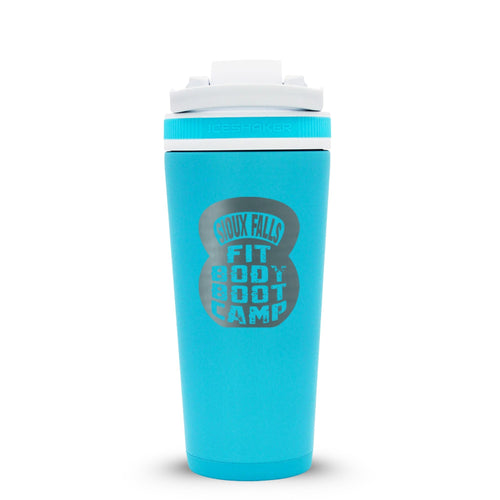 CUSTOM Sioux Falls Fit Body Boot Camp Kettlebell 26oz Ice Shaker - Caribbean Blue
