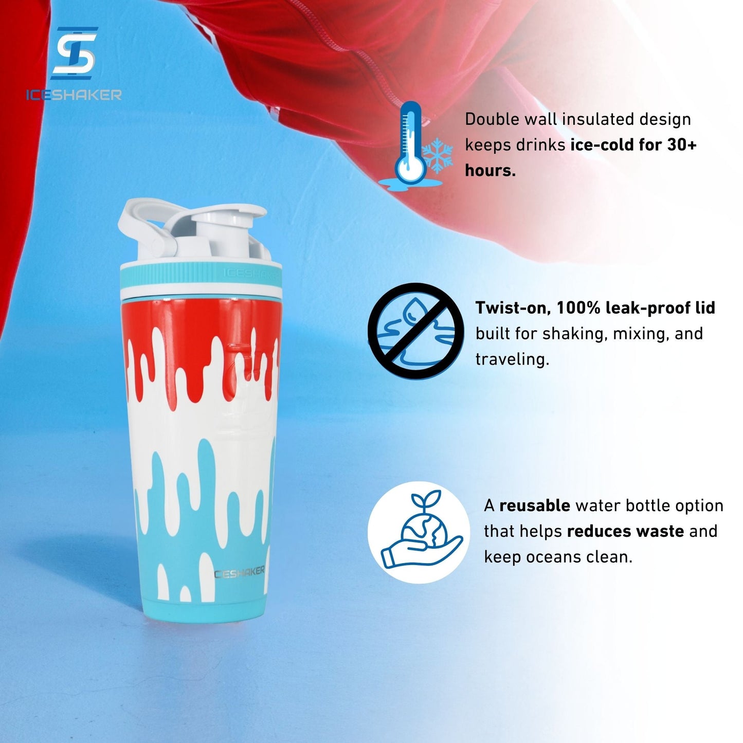 Ice Shaker 4D Series 26oz Shaker Bottle - Freeze Pop