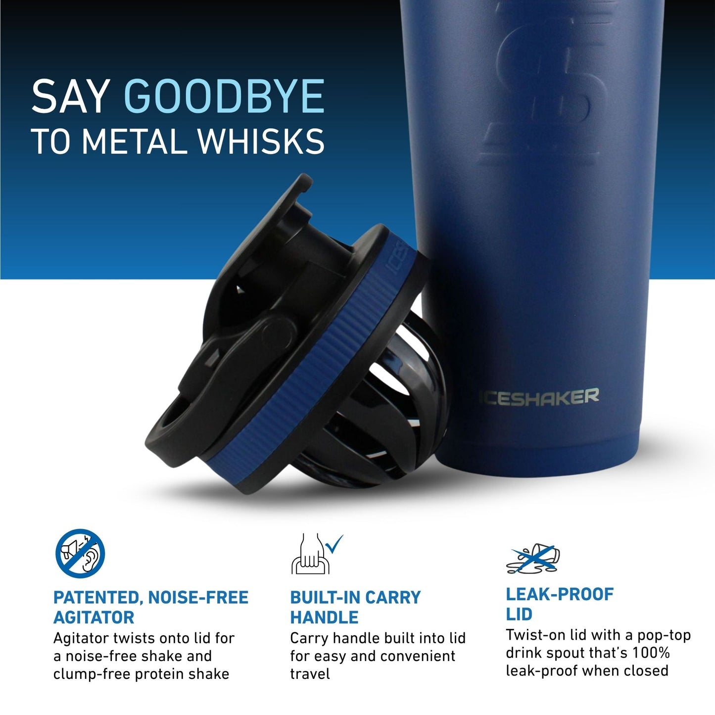 Ice Shaker Matte Series 26oz Shaker Bottle - Navy