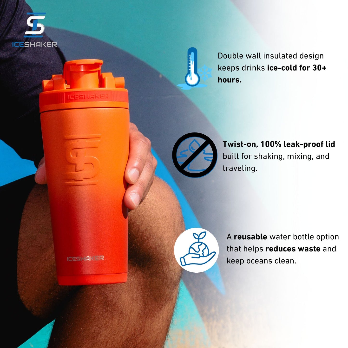 26oz Ice Shaker - Orange Color Rush