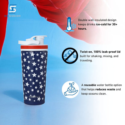 Ice Shaker Allegiance Series 26oz Shaker Bottle - Star Spangled