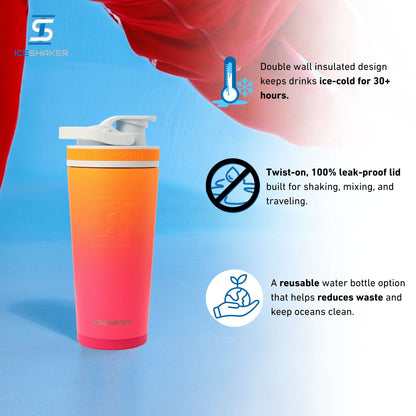 Ice Shaker Ombre Series 26oz Shaker Bottle - Sunkissed