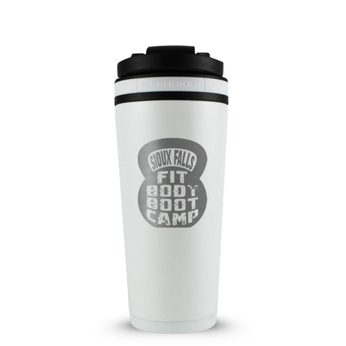 CUSTOM Sioux Falls Fit Body Boot Camp Kettlebell 26oz Ice Shaker - White