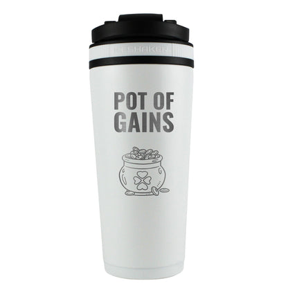 St. Patrick's Day Pot-O-Gains 26oz Ice Shaker - White