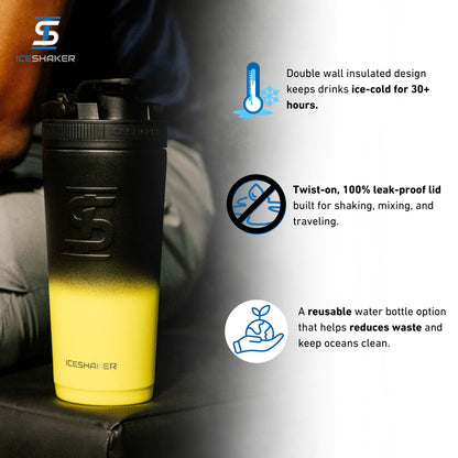 Ice Shaker Ombre Series 26oz Shaker Bottle - Yellow Black Ombre