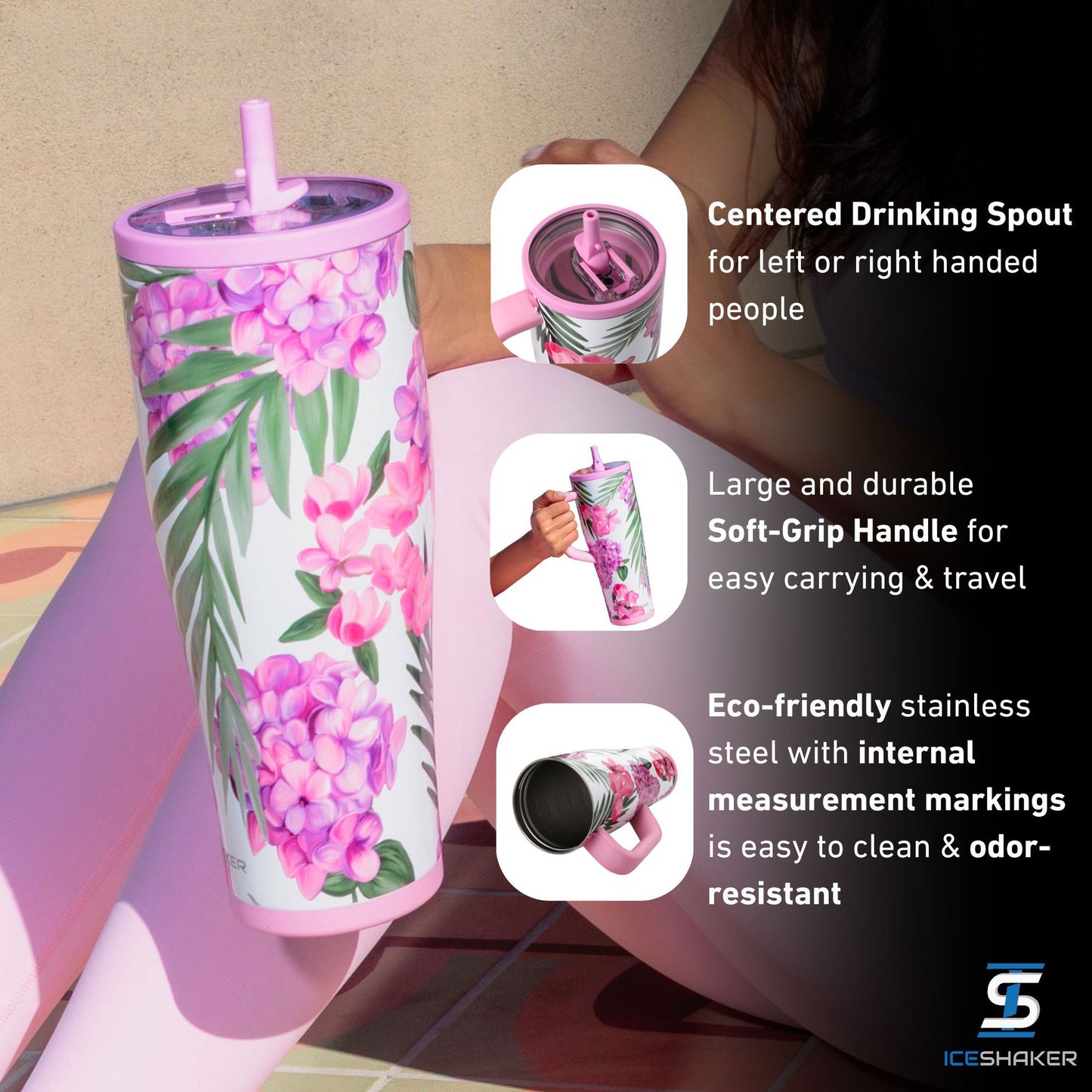 Ice Shaker Pink Hydrangea Legend Series Shaker Tumbler