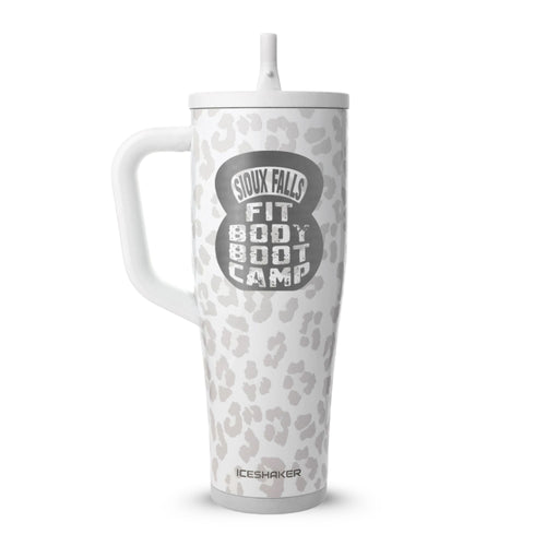 CUSTOM Sioux Falls Fit Body Boot Camp Kettlebell 40oz Legend Tumbler - White Leopard