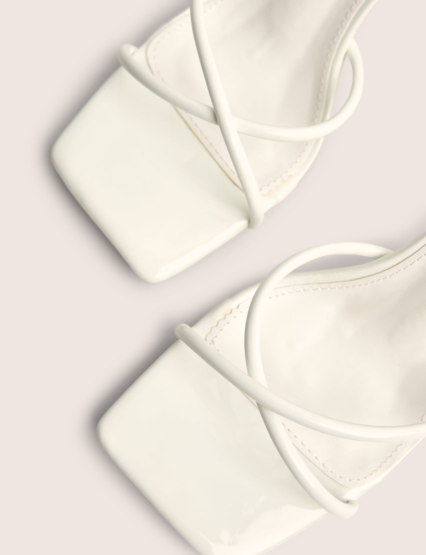 Bree White Patent Barely There Square Toe Mid Stiletto Heels