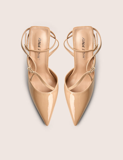 Idol Nude Patent Buckle Strappy Detail Stiletto Court High Heels