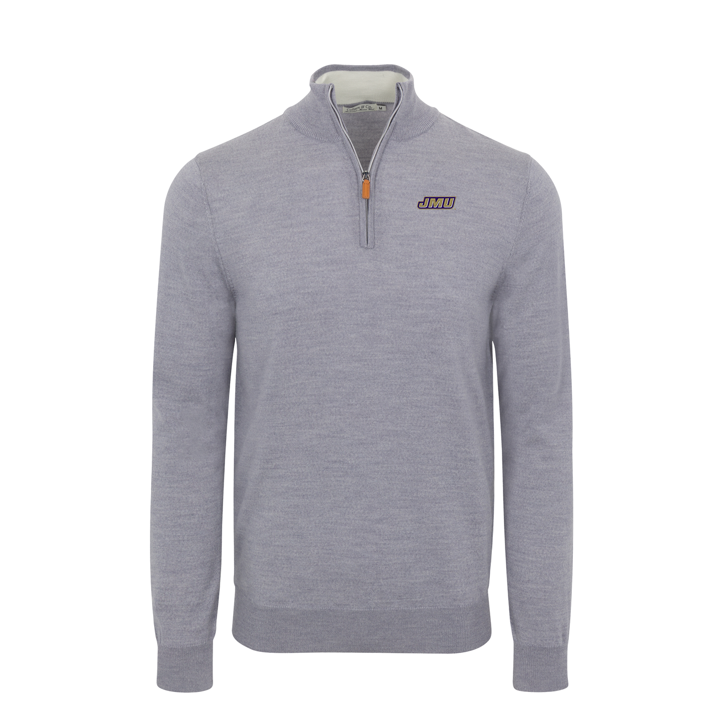 James Madison Grey Melange Cashmere Touch Australian Merino Quarter Zip Sweater