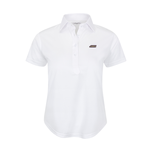 James Madison Women's Cap Sleeve Semi Spread Polo White