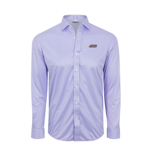 James Madison Quattro Flex Dress Shirt with Semi-Spread Collar Lavender Houndstooth