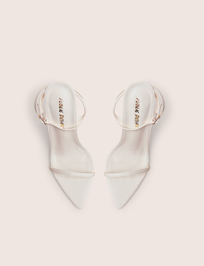 Legacy White Barely There Pointed Toe Gold Stiletto Heels