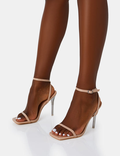 Mary Nude Patent Barely There Perspex Stiletto Heels
