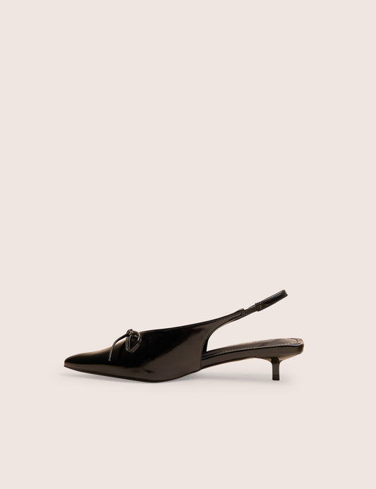 Meadow Black Pu Slingback Low Court Heels