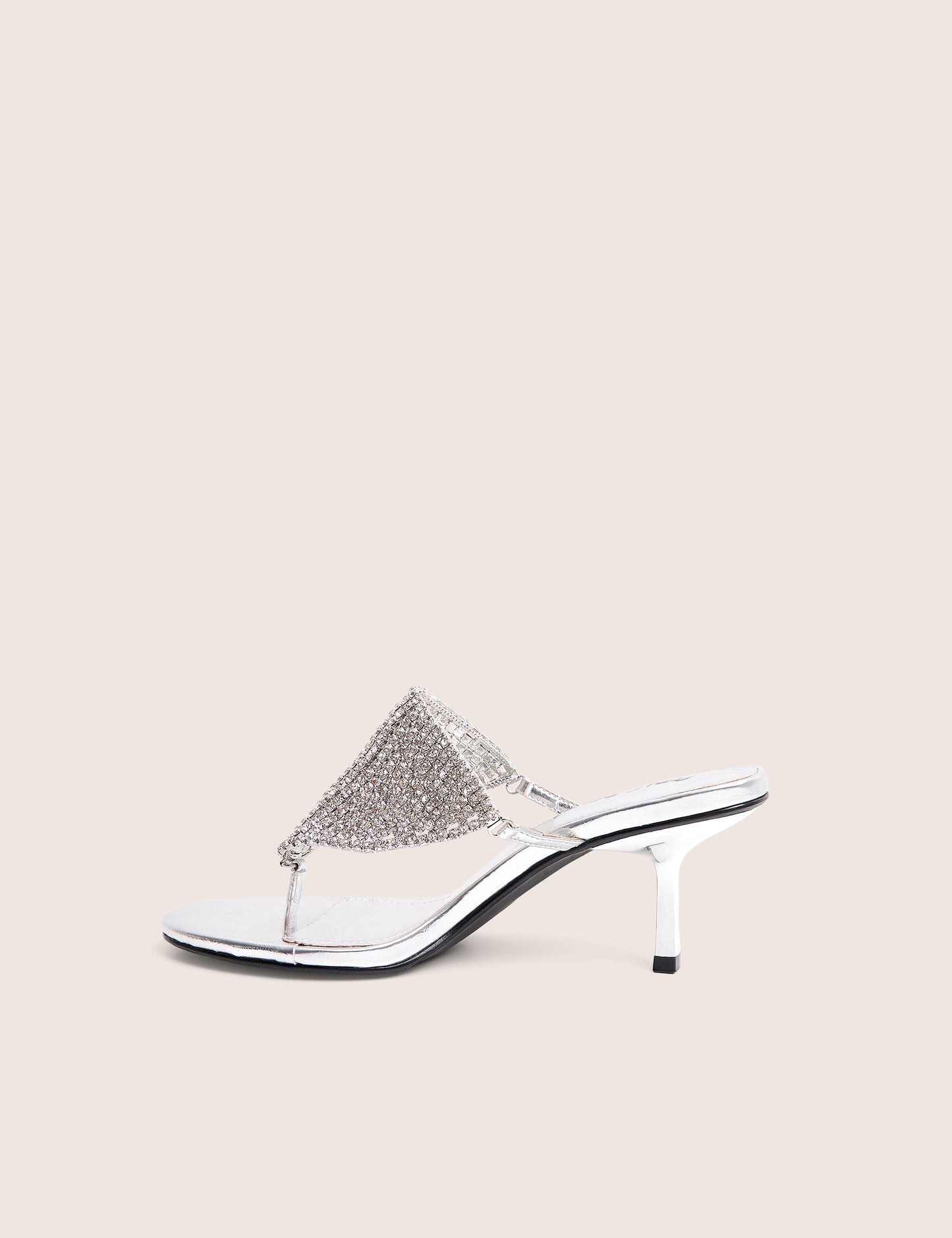 Mima Silver Diamante Embellished Kitten Heels
