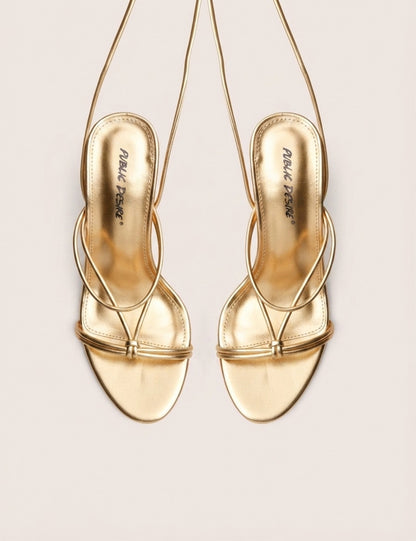 Marcel Gold Strappy Ankle Tie High Heels