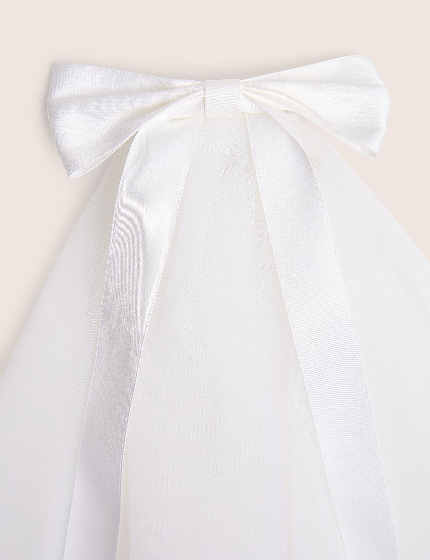 White Mesh Clip on Veil With Bow Detail