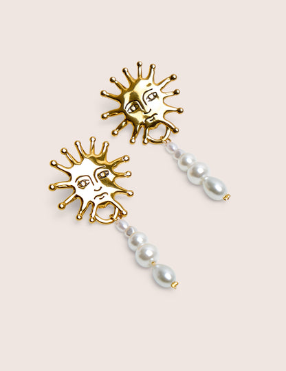 Public Desire Sun Detail Earring With Pearl Droplet