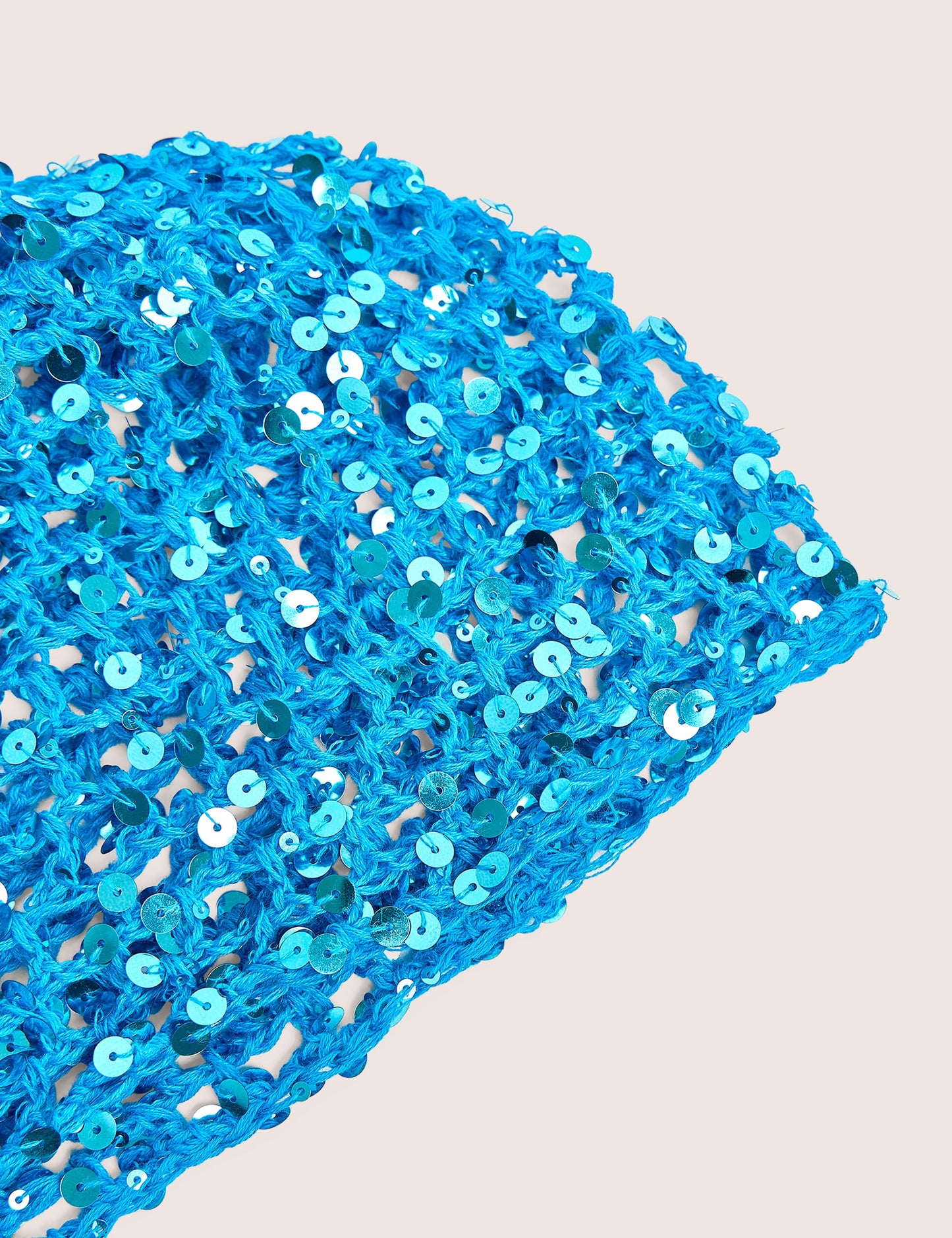 Crochet Sequin Head Piece in Blue