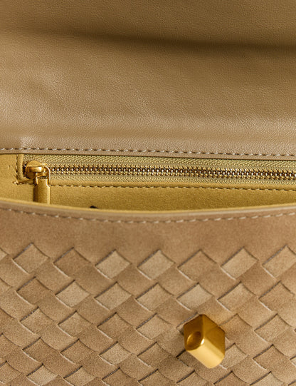 The Rose Stone Suedette Weave Rectangle Clutch Bag