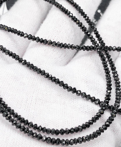 Genuine Black Diamond Solitaire Bead Chain 14K Gold