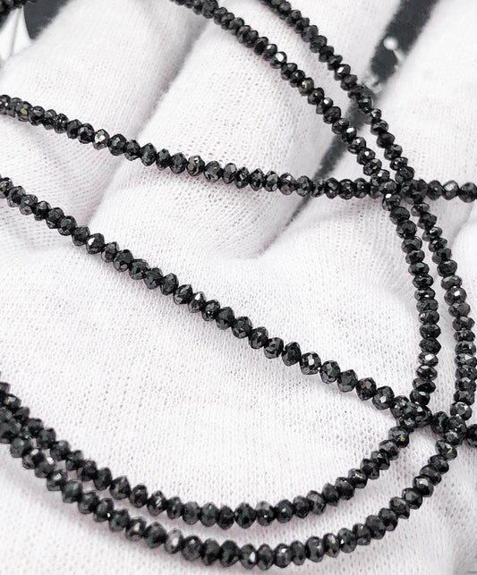 Genuine Black Diamond Solitaire Bead Chain 14K Gold