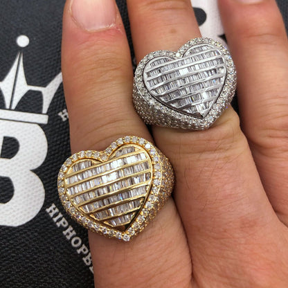 Heart Baguette Diamond Ring 3.90cttw 10K Gold