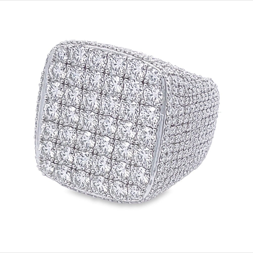 Large Cushion Iced Out VVS Moissanite Ring .925 Sterling Silver